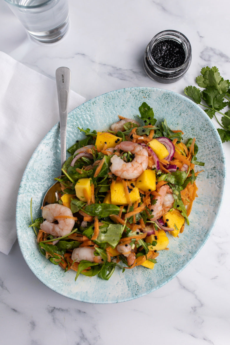 Prawn and Caviar Salad with a Citrus Dressing